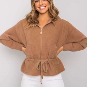 Keilani hooded dark beige alpaca jacket