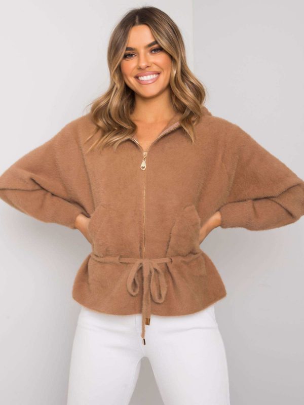 Keilani hooded dark beige alpaca jacket