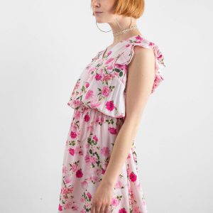 Light pink dress with floral patterns