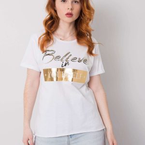 White T-shirt for women with Evelyn applique