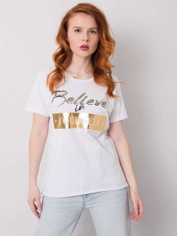 White T-shirt for women with Evelyn applique