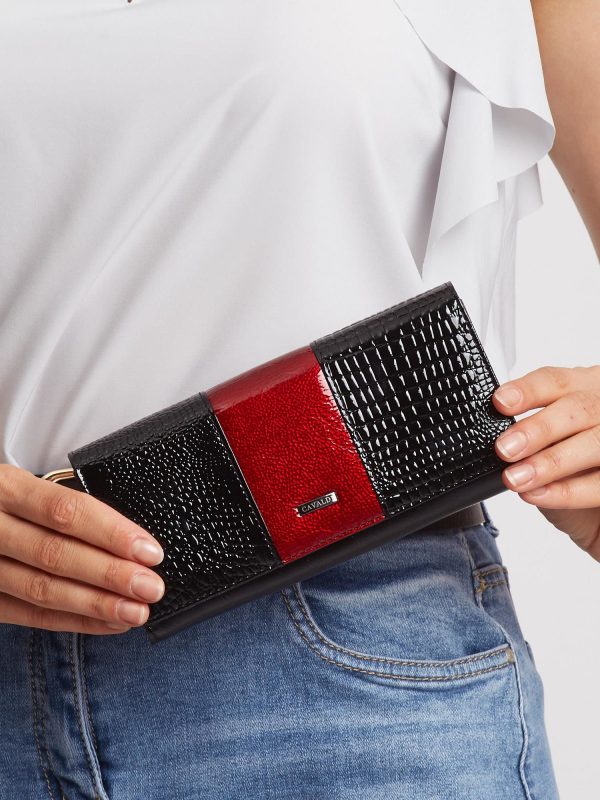 Cherry Black Leather Wallet