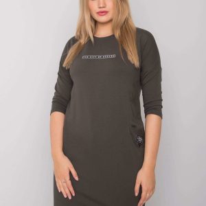 Dark Khaki Plus Size Dress with Sereia Pockets