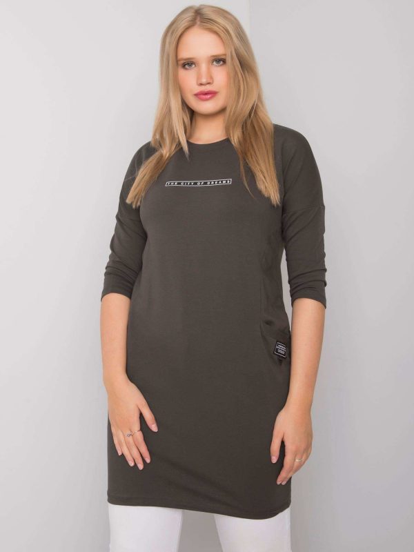 Dark Khaki Plus Size Dress with Sereia Pockets