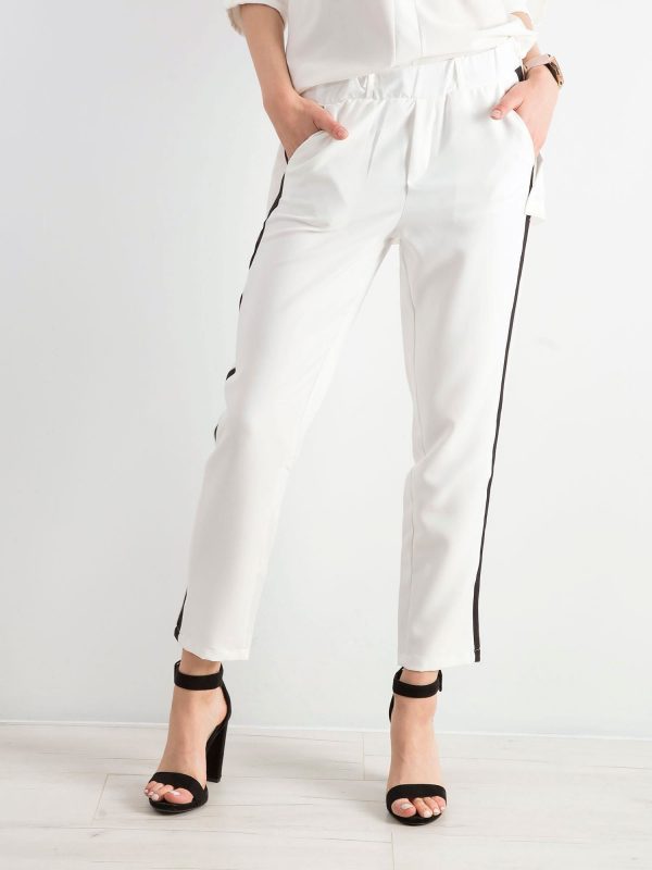 White women's pants with stripes