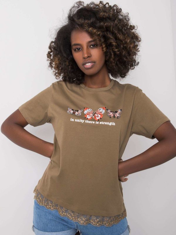 Khaki T-shirt in cotton Tess