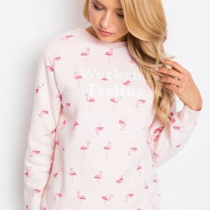 RUE PARIS Pink Flamingoo Sweatshirt