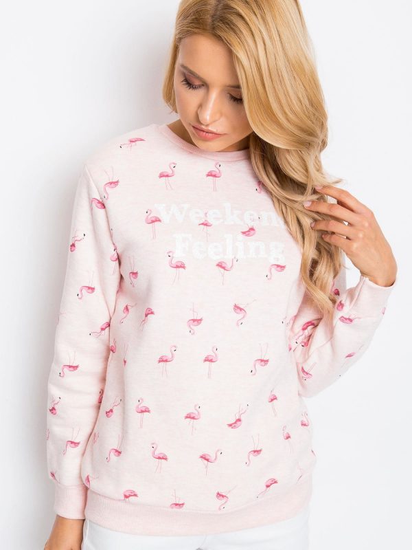 RUE PARIS Pink Flamingoo Sweatshirt