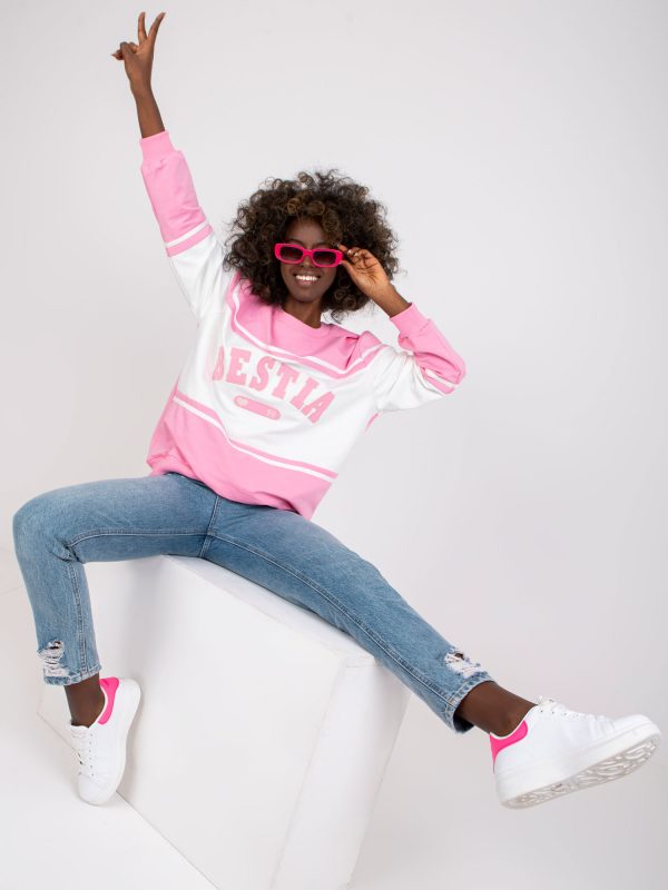 Light pink cotton hoodless sweatshirt