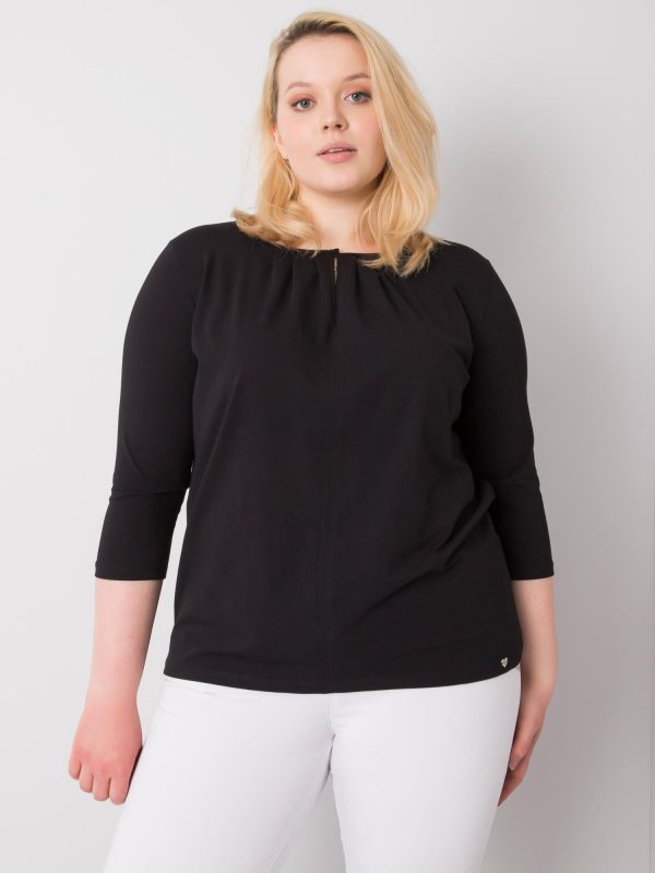 Jodie Black Plus Size Cotton Blouse