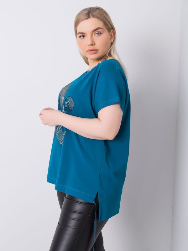 Marine plus size blouse with Marlene applique