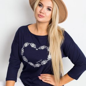 Navy blue plus size blouse Feelings