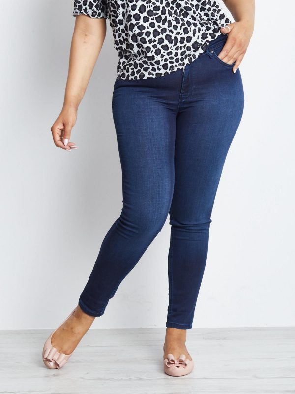 Dark Blue Plus Size Parallel Pants