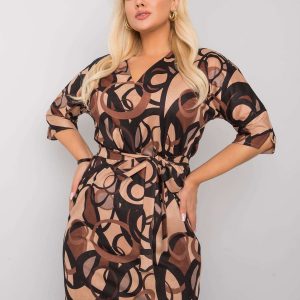 Beige and Brown Plus Size Dress Jenny