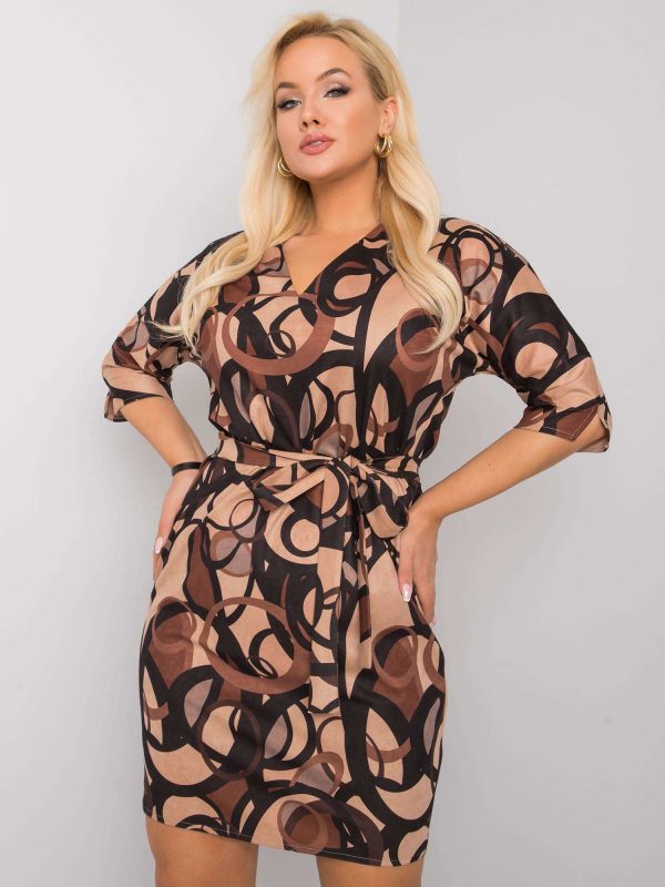 Beige and Brown Plus Size Dress Jenny