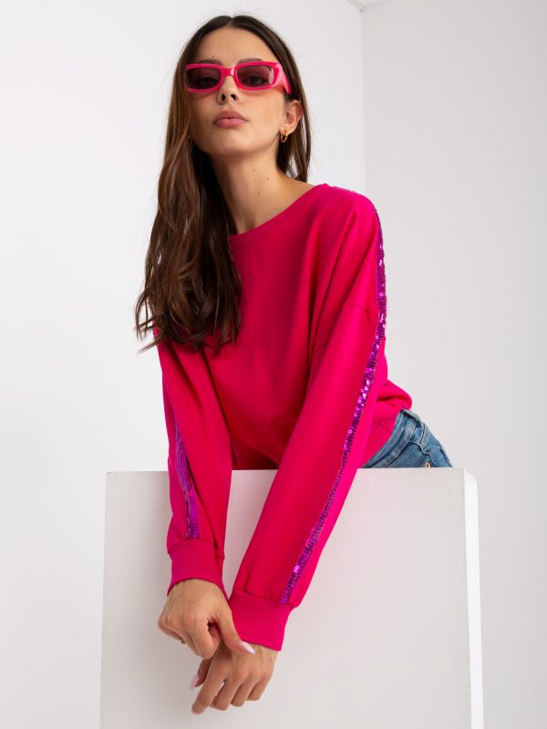 Fuchsia short hooded sweatshirt with RUE PARIS