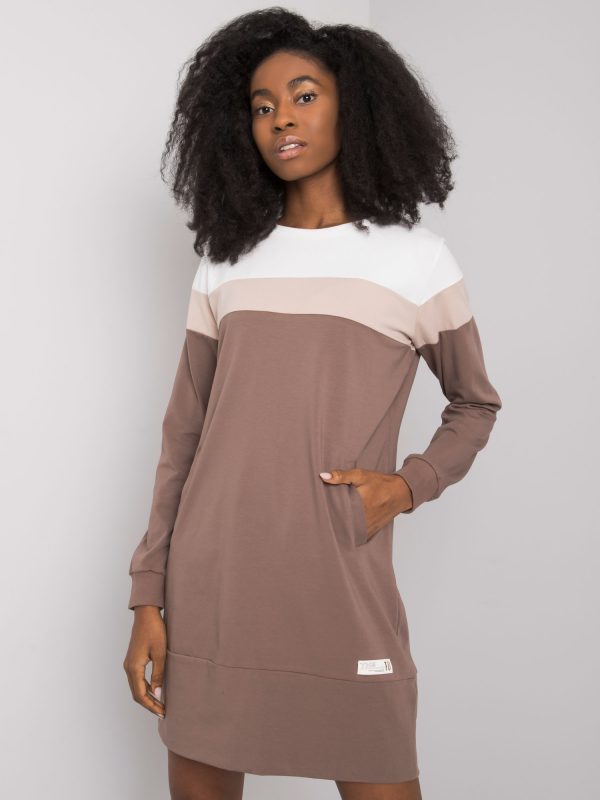 Ecru-brown casual dress Sofia