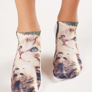 Cat Print Short Socks