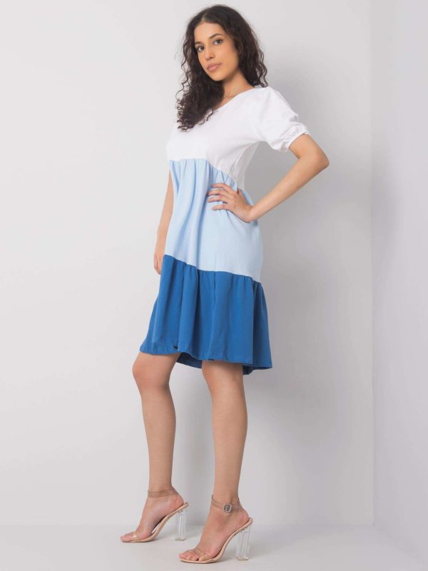 White and blue casual dress Kylie RUE PARIS