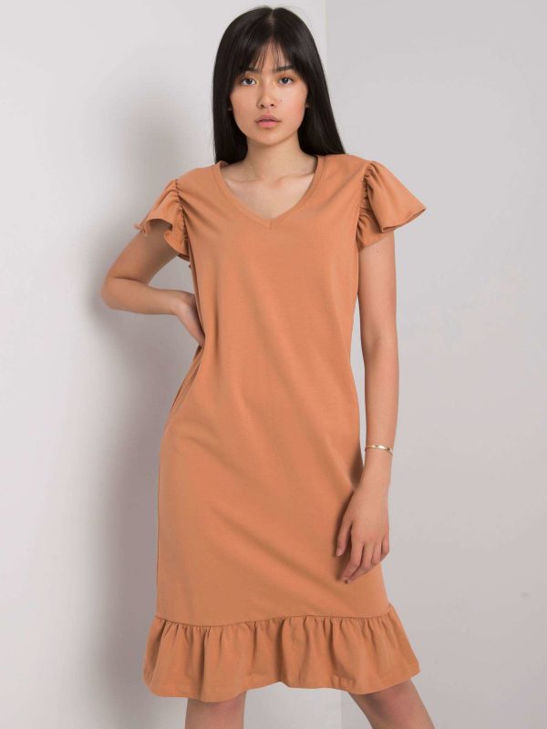 Camel dress with ruffle Candace