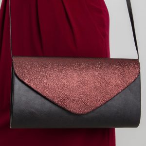 Black and burgundy oblong clutch bag