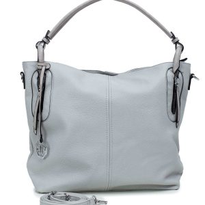 Grey eco-leather shoulder bag