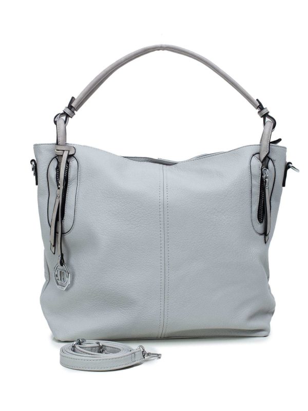 Grey eco-leather shoulder bag