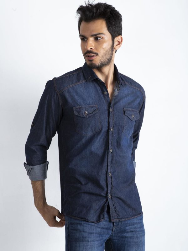 Navy Blue Men's Denim Shirt