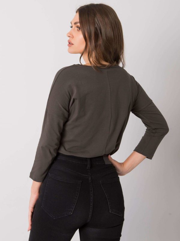 Dark khaki cotton blouse with cantrice inscription