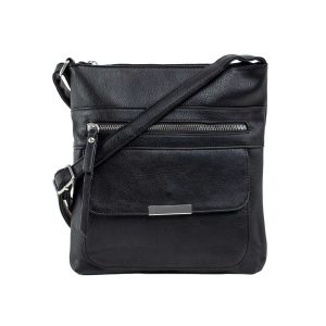 Black eco leather bag with pockets