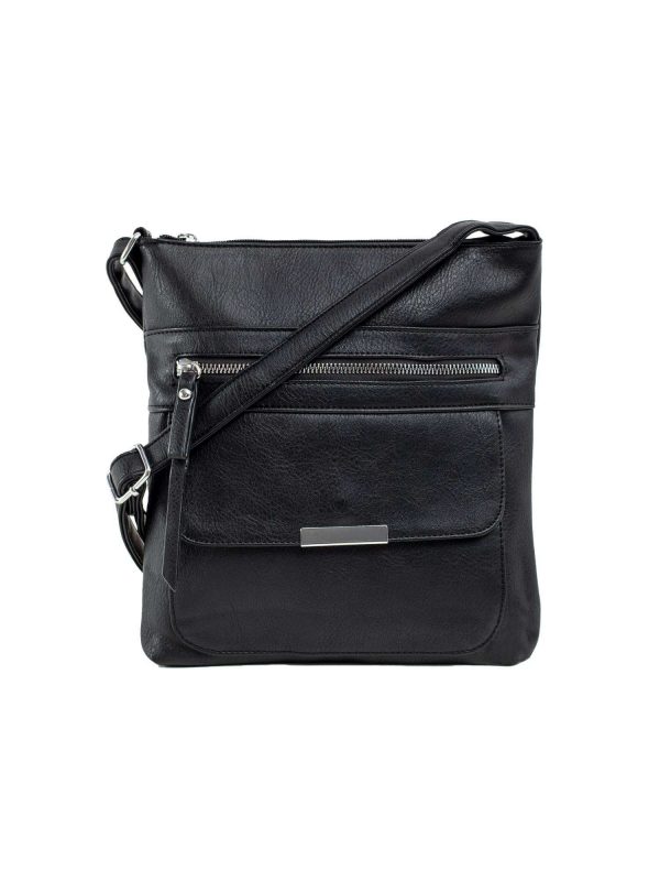 Black eco leather bag with pockets