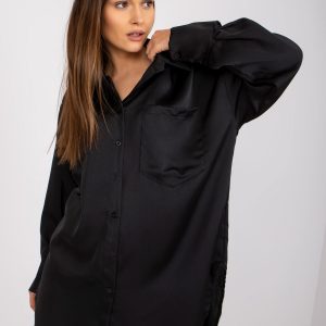 Black oversize shirt with imitation satin