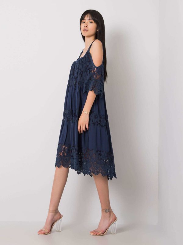 Navy blue dress with lace Fiona OCH BELLA