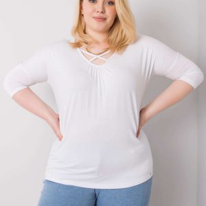 White plus size blouse with viscose Mariel