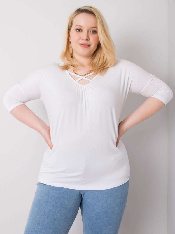 White plus size blouse with viscose Mariel