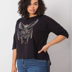 Black blouse with Cassia appliqués