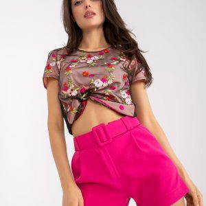 Fuchsia shorts elegant with straight legs