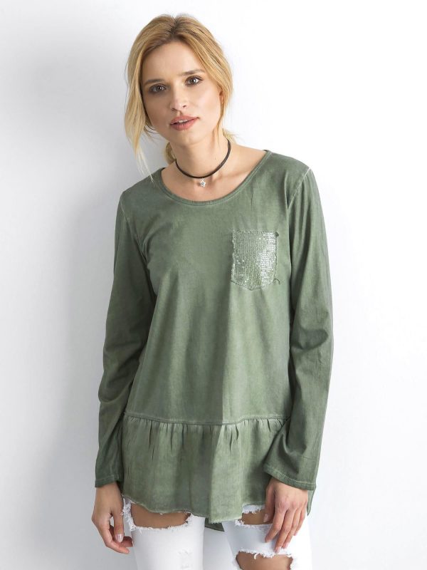 Khaki tunic with ruffle