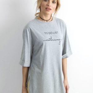 Grey long t-shirt with inscription