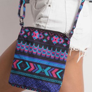 Black and purple small pattern handbag