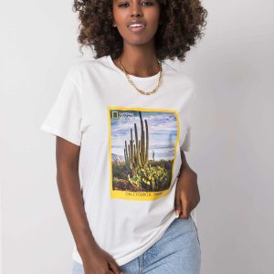 White t-shirt for women with print Evi