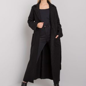 Black women's coat with belt Merve OCH BELLA