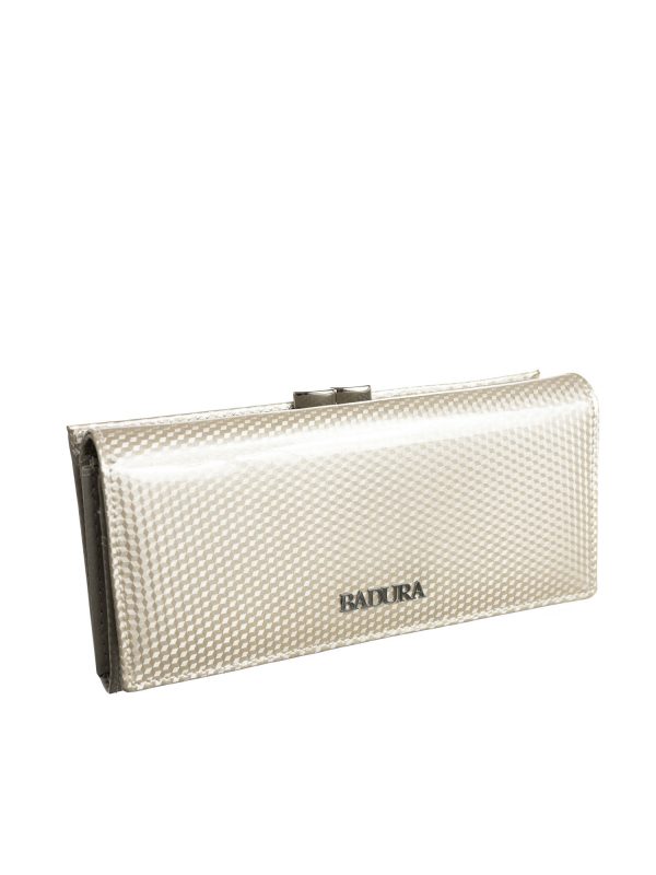 Beige oblong leather wallet BADURA