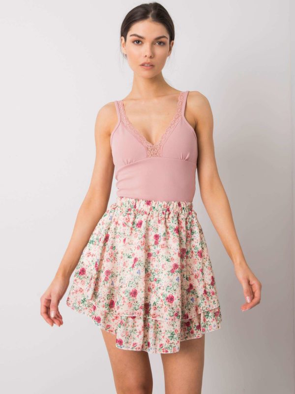 Jussie Beige Floral Skirt