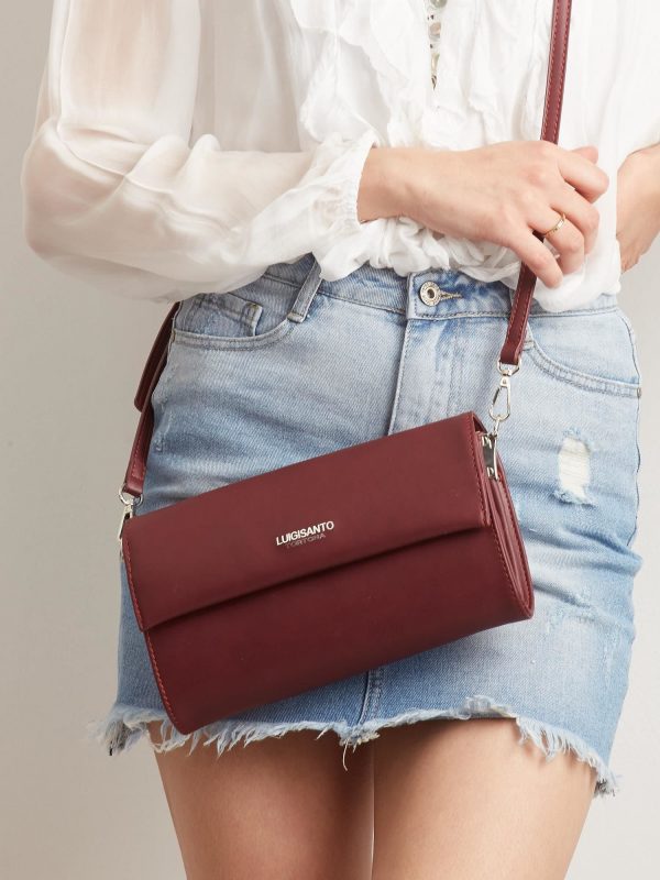 Burgundy clutch bag with strap