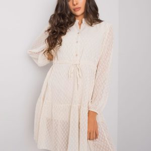 Kyra OCH BELLA Light Beige Long Sleeve Dress