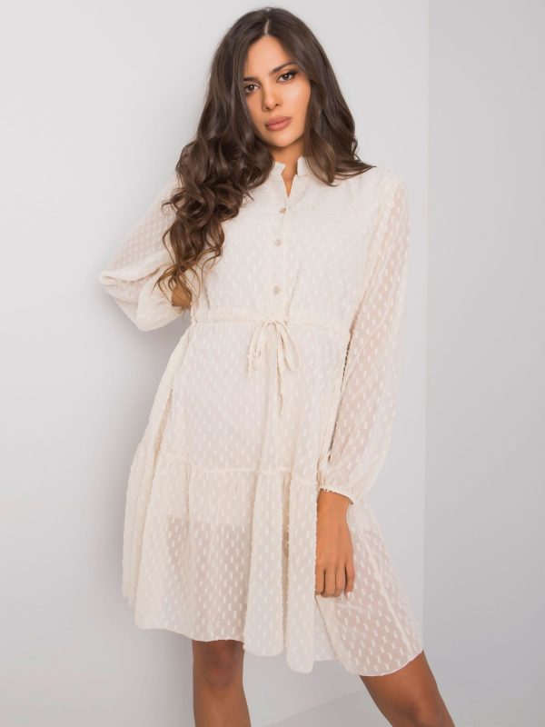 Kyra OCH BELLA Light Beige Long Sleeve Dress