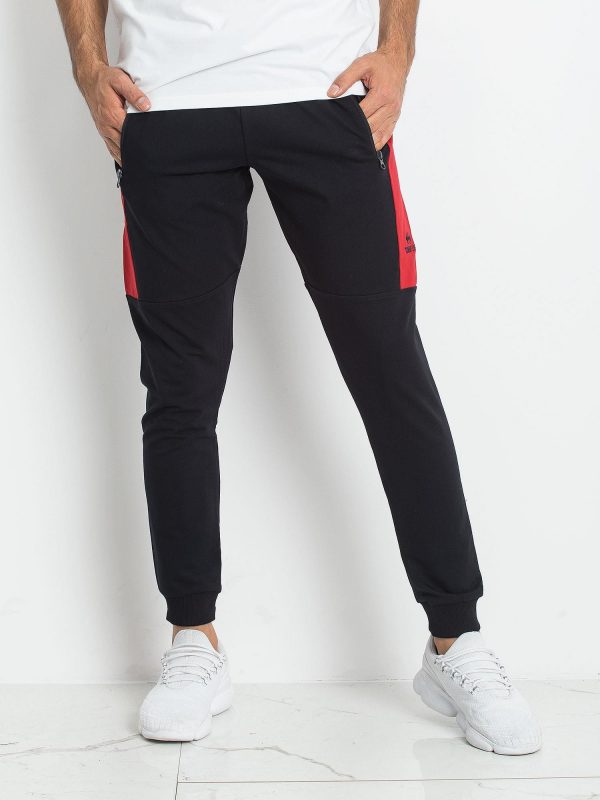 TOMMY LIFE Navy blue and red sweatpants for men