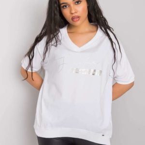 White Plus Size Blouse with Tanith Print