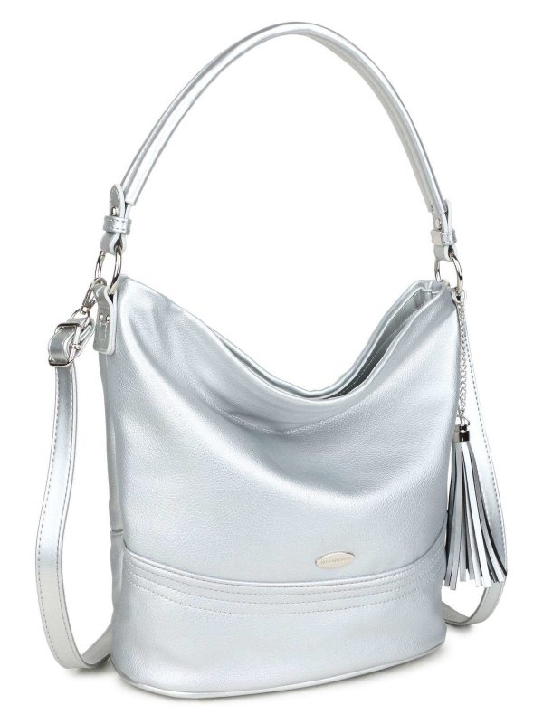 LUIGISANTO Women's Silver Shoulder Bag